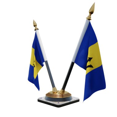 Barbados beyaz arka plana karşı iki bayrak