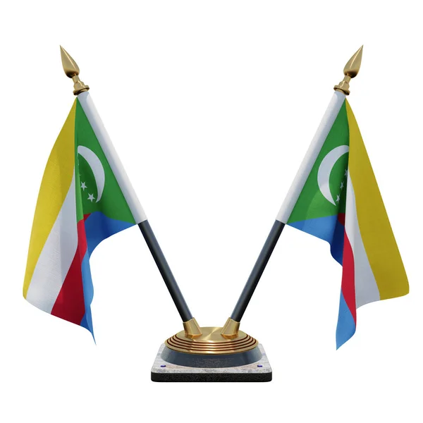 Comoros flag with heart hand care realistic 3d textured