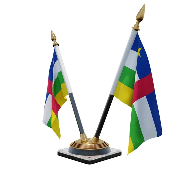 Orta Afrika Cumhuriyeti beyaz arka plana karşı iki bayrak