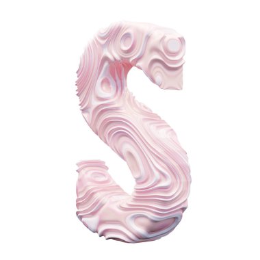 Beyaz arkaplanda pembe alfabe harfi S