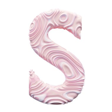 Beyaz arkaplanda pembe alfabe harfi S