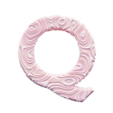 Beyaz arkaplanda pembe alfabe harfi Q