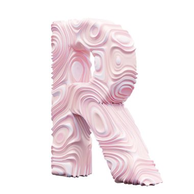 Beyaz arkaplanda pembe alfabe harfi R