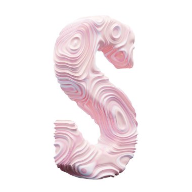 Beyaz arkaplanda pembe alfabe harfi S