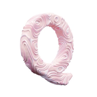 Beyaz arkaplanda pembe alfabe harfi Q