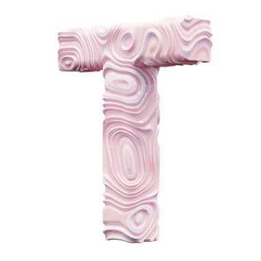 Beyaz arkaplanda pembe alfabe harfi T