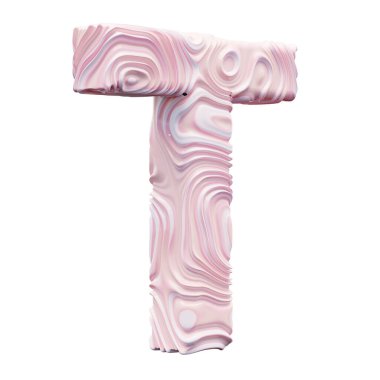 Beyaz arkaplanda pembe alfabe harfi T