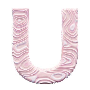 Beyaz arkaplanda pembe alfabe harfi U