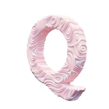 Beyaz arkaplanda pembe alfabe harfi Q