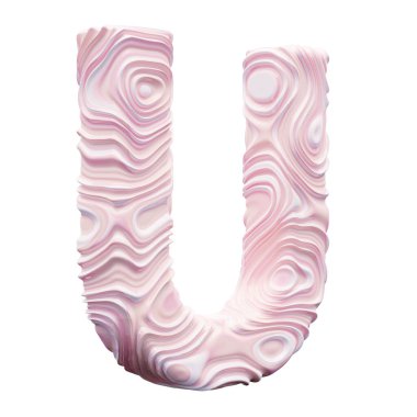 pembe alfabe harfi U beyaz arkaplan