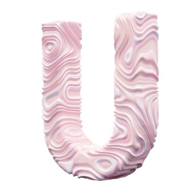 Beyaz arkaplanda pembe alfabe harfi U