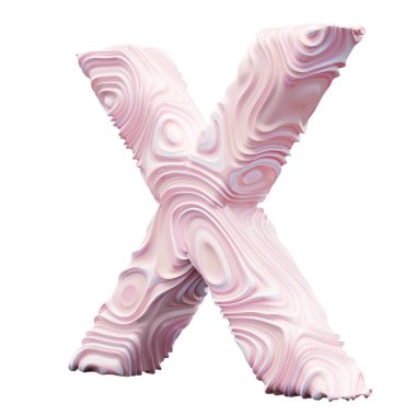 Beyaz arkaplanda pembe alfabe harfi X