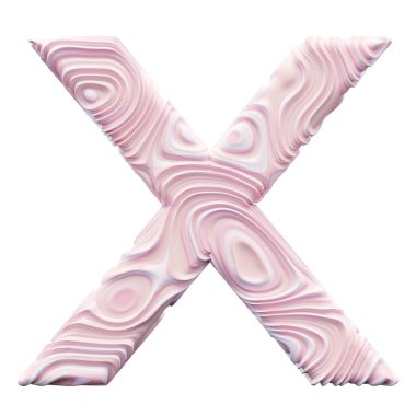 Beyaz arkaplanda pembe alfabe harfi X
