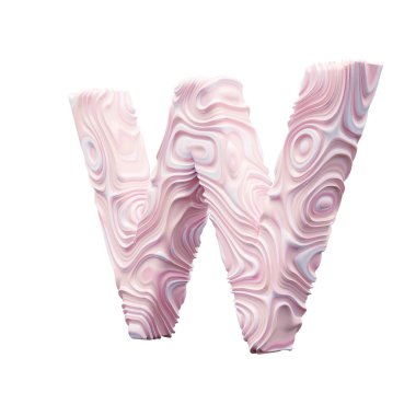 Beyaz arkaplanda pembe alfabe harfi W