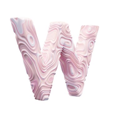 Beyaz arkaplanda pembe alfabe harfi W