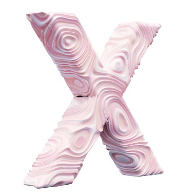 Beyaz arkaplanda pembe alfabe harfi X