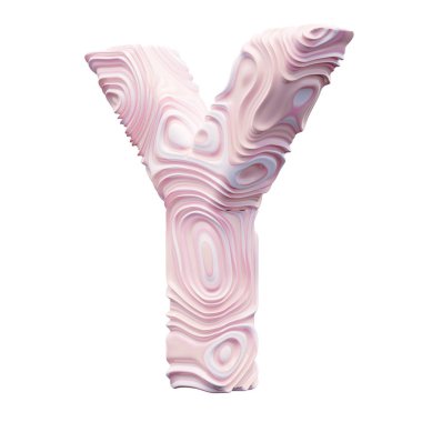 Beyaz arkaplanda pembe alfabe harfi Y