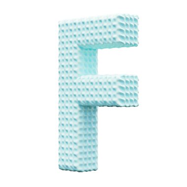 Beyaz arkaplanda mavi alfabe harfi F