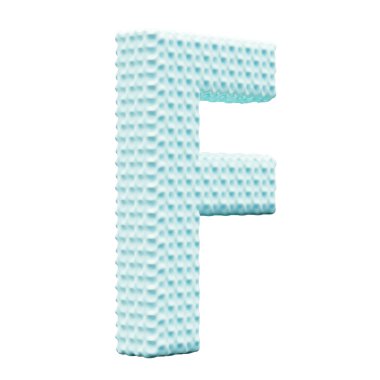 Beyaz arkaplanda mavi alfabe harfi F