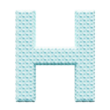 Beyaz arkaplanda mavi alfabe harfi H