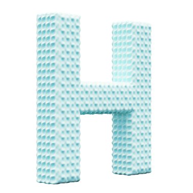 Beyaz arkaplanda mavi alfabe harfi H