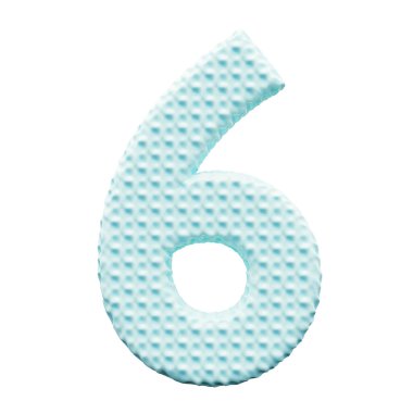 Beyaz arkaplanda mavi numara 6