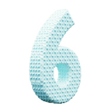 Beyaz arkaplanda mavi numara 6