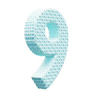 Beyaz arkaplanda mavi numara 9