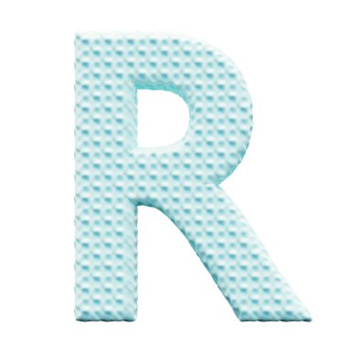Beyaz arkaplanda mavi harf R