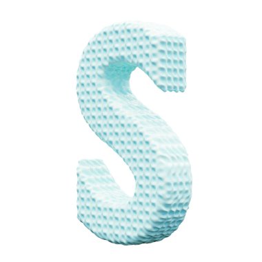 Beyaz arkaplanda mavi alfabe harfi S