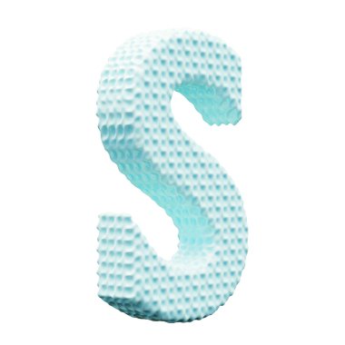 Beyaz arkaplanda mavi alfabe harfi S