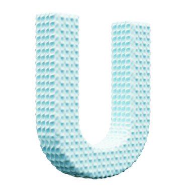 Beyaz arkaplanda mavi alfabe harfi U