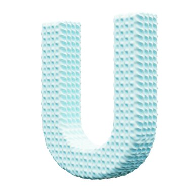 Beyaz arkaplanda mavi alfabe harfi U