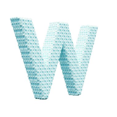 Beyaz arkaplanda mavi alfabe harfi W