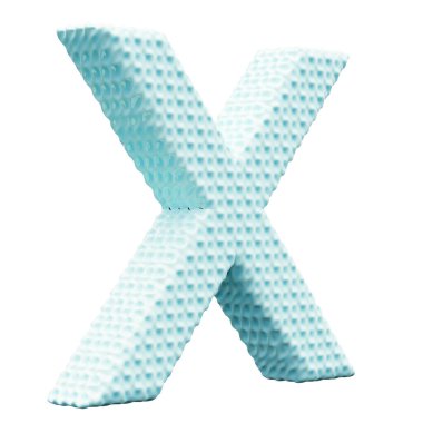 Beyaz arkaplanda mavi alfabe harfi X