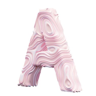 Beyaz arkaplanda pembe alfabe harfi A