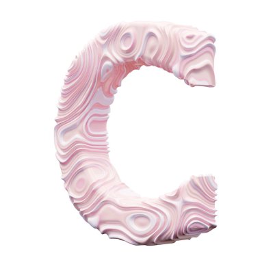 Beyaz arkaplanda pembe alfabe harfi C