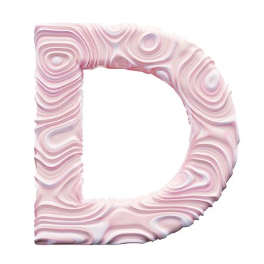 Beyaz arkaplanda pembe alfabe harfi D