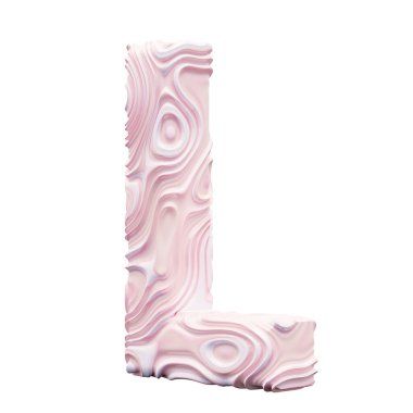 Beyaz arkaplanda pembe alfabe harfi L