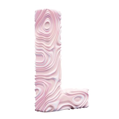 Beyaz arkaplanda pembe alfabe harfi L