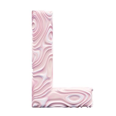 Beyaz arkaplanda pembe alfabe harfi L