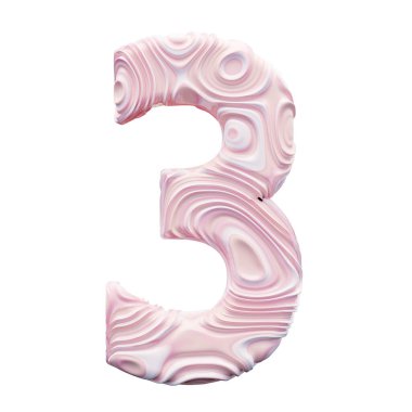 Sayı 3 beyaz zemin üzerine pembe