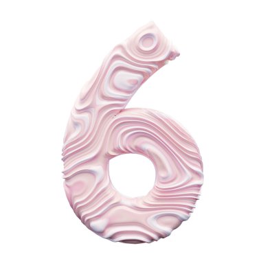 Beyaz arkaplanda 6 numaralı pembe