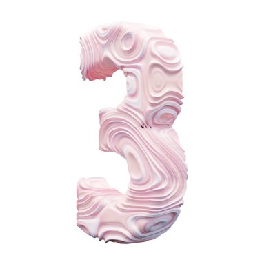Sayı 3 beyaz zemin üzerine pembe