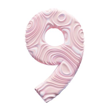 Beyaz arkaplanda pembe numara 9.