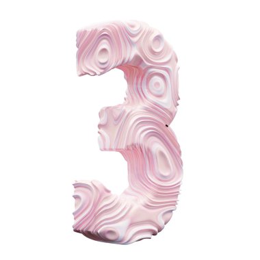 Sayı 3 beyaz zemin üzerine pembe