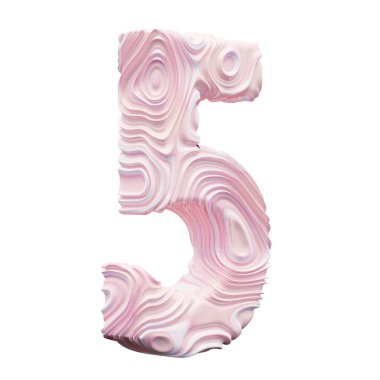 Beyaz arkaplanda pembe numara 5