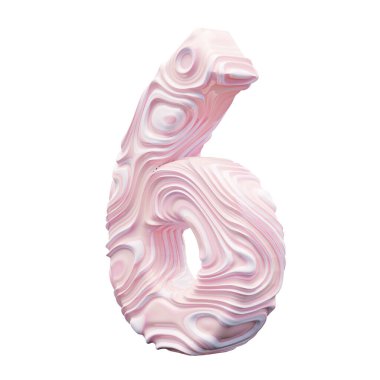 Beyaz arkaplanda 6 numaralı pembe