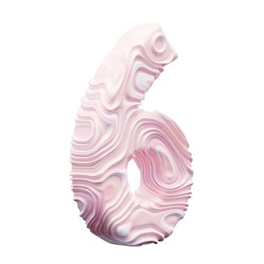 Beyaz arkaplanda 6 numaralı pembe