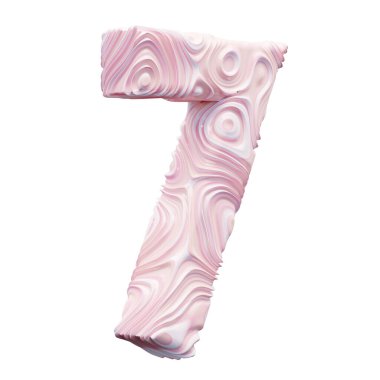 Beyaz arkaplanda 7 numaralı pembe